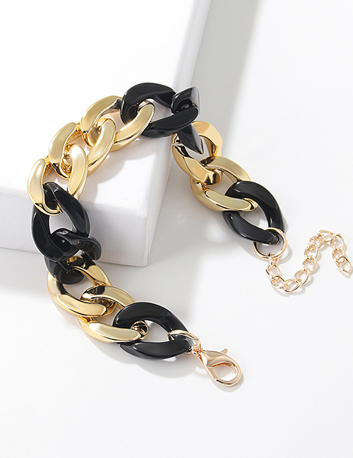 Fashion Black Panel Bracelet Acrylic Two Tone Chain Bracelet