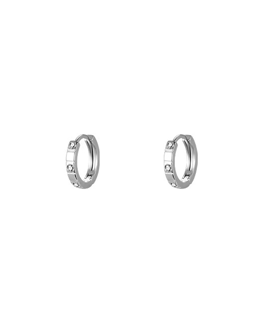 Fashion Silver Metal Zirconium Round Earrings