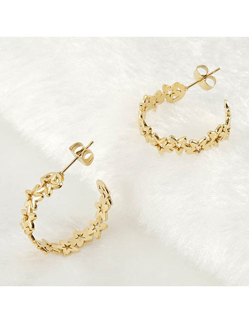 Fashion Gold Titanium Cutout Star C-shaped Earrings