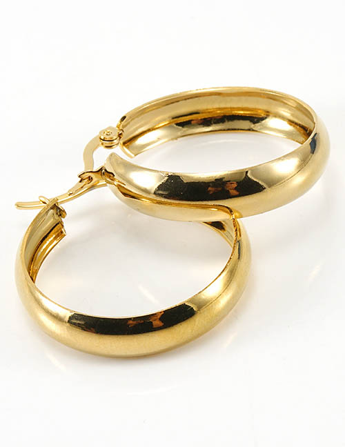 Fashion 【gold】30*30mm Titanium Steel Geometric Round Earrings