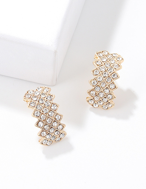 Fashion Curved Rhinestones Alloy Diamond Curved Stud Earrings