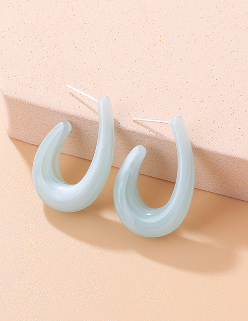 Fashion Soft Blue Resin U-shaped Earrings