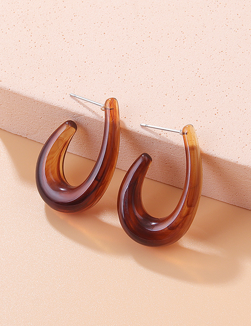 Fashion Brown Resin U-shaped Earrings
