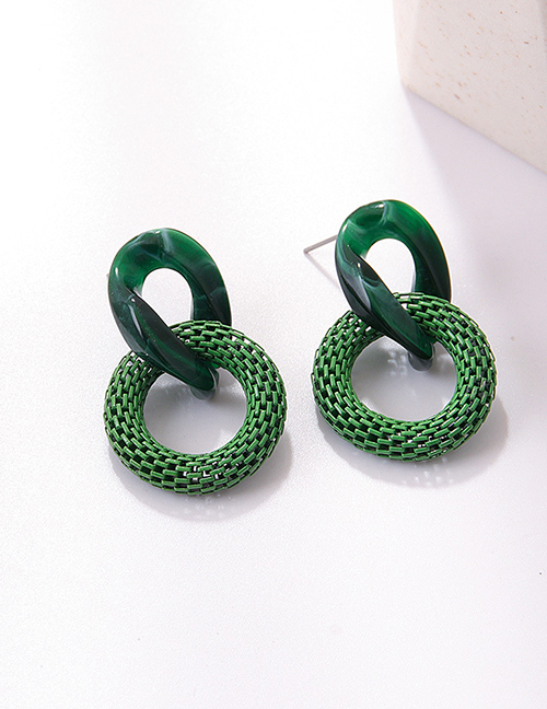 Fashion Green Acrylic Geometric Round Stud Earrings