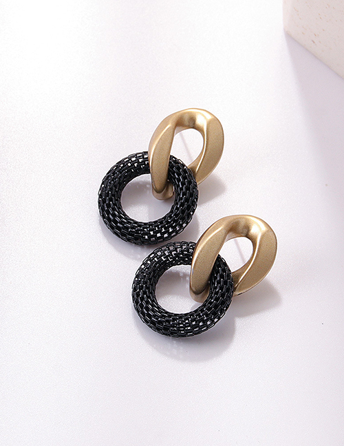 Fashion Black Acrylic Geometric Round Stud Earrings