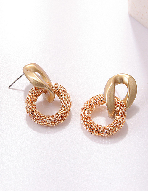 Fashion Gold Color Acrylic Geometric Round Stud Earrings