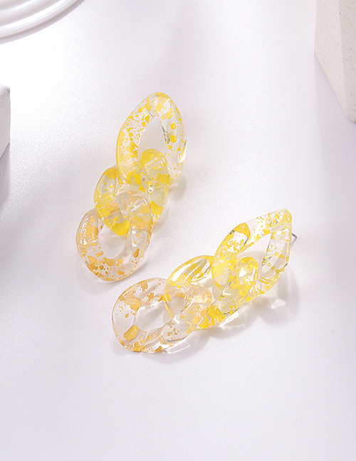 Fashion Yellow Speckled Chain Stud Earrings