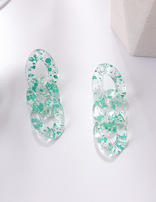 Fashion Green Speckled Chain Stud Earrings