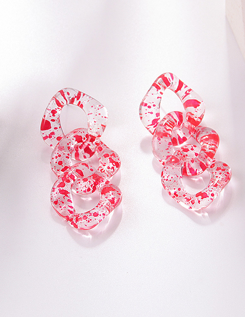 Fashion Red Speckled Chain Stud Earrings