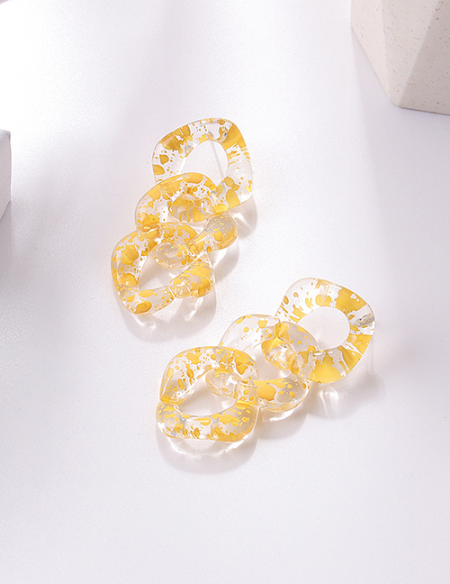 Fashion Yellow Speckled Chain Stud Earrings