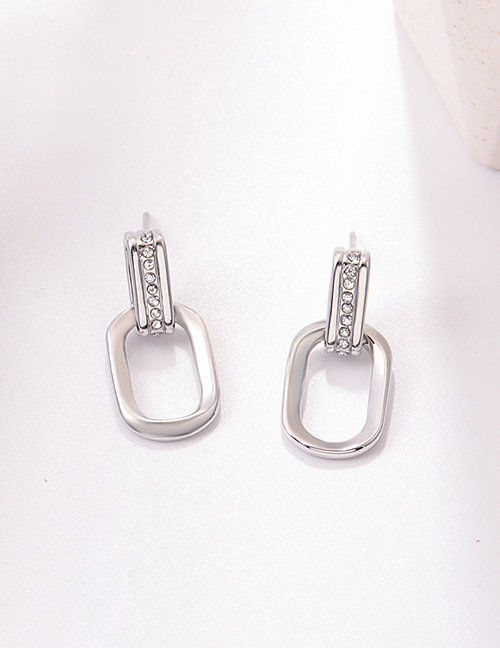 Fashion Silver Color Alloy Chain Link Stud Earrings