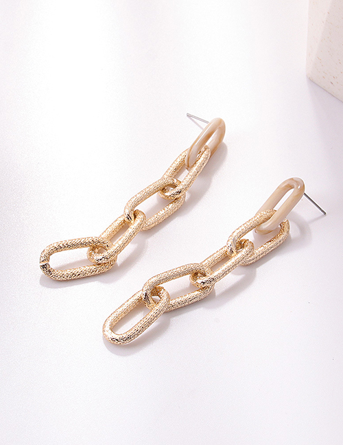 Fashion White Acrylic Geometric Chain Tassel Drop Earrings