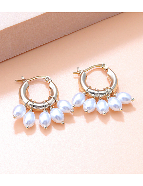 Fashion White Metal Geometric Pearl Earrings