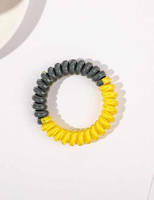 Fashion Jelly Dark Grey Dark Yellow Plastic Color Matching Telephone Wire Hair Ring