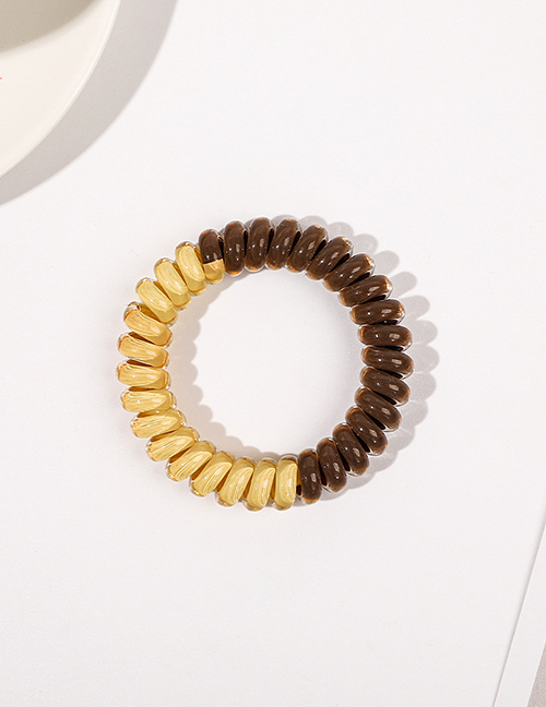 Fashion Jelly Light Yellow Dark Coffee Plastic Color Matching Telephone Wire Hair Ring