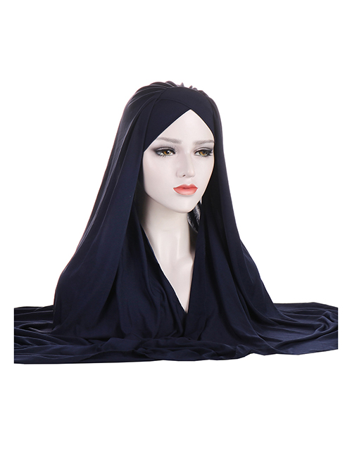 Fashion Navy Blue Pleated Crossover Scarf Toe Cap