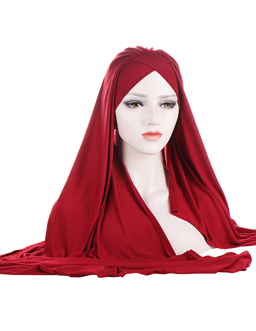 Fashion Wine Red Pleated Crossover Scarf Toe Cap