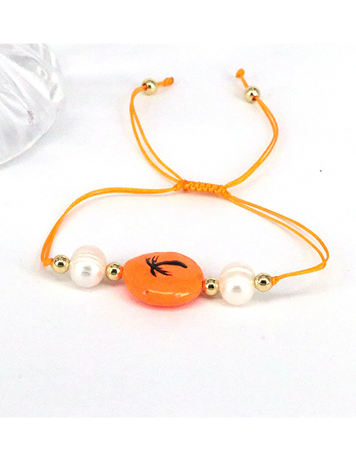 Fashion Orange Geometric Irregular Pearl Painted Cord Braid Bracelet