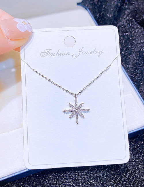 Fashion Silver Gold-plated Copper Zirconium Star Necklace