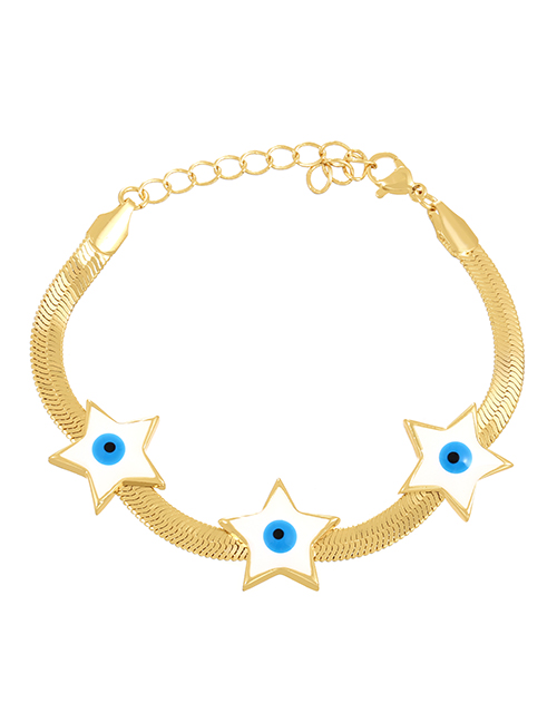 Fashion Gold-4 Copper Drop Oil Star Eye Snake Bone Chain Bracelet
