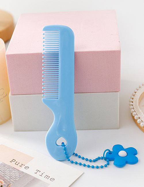 Fashion Little Blue Flowers Plastic Cartoon Round Tooth Comb