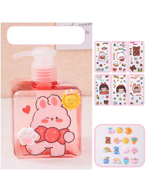 Fashion Pink + 1 Random Sticker + 4 Random Stickers Press-type Portable Sub-bottling