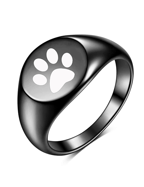 Fashion Black Dog Paws Titanium Cat's Paw Ring