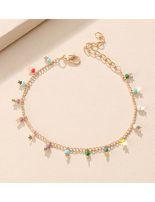 Fashion Colorful Beads Alloy Colorful Beads Star Chain Anklet