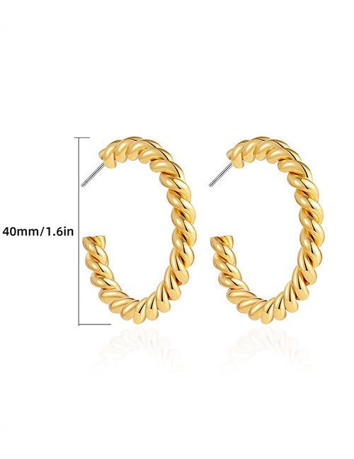 Fashion 6# Pure Copper Twist C-shaped Earrings