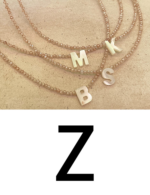 Fashion Z Geometric Beaded Shell Alphabet Necklace