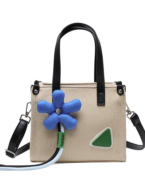 Fashion Creamy-white Canvas Flower Pendant Crossbody Bag