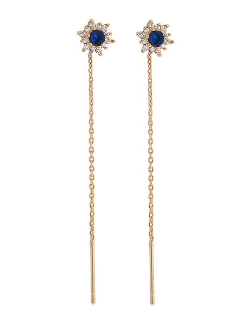 Fashion Gold Brass Diamond Geometric Tassel Drop Earrings