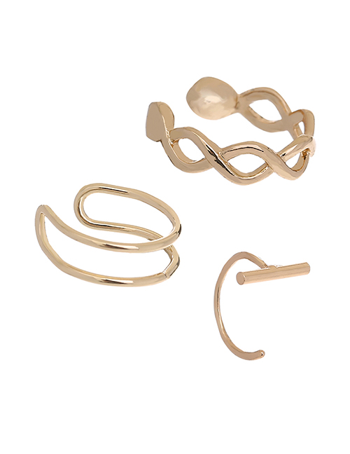 Fashion Gold Pure Copper Geometric Hollow Chain Ear Cuff Set