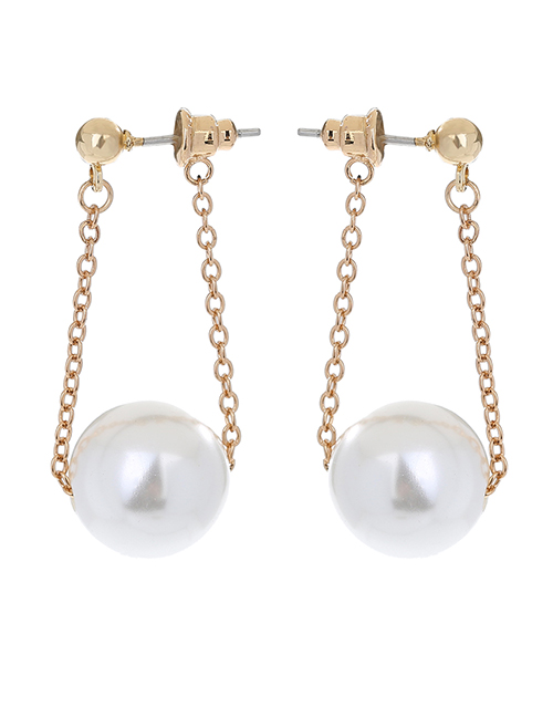 Fashion Gold Pure Copper Hanging Pearl Earrings