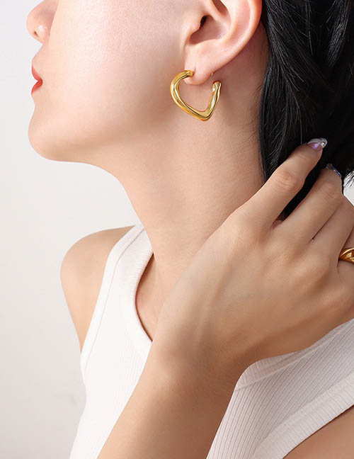 Fashion Gold Titanium Gold Plated Glossy Geometric Earrings