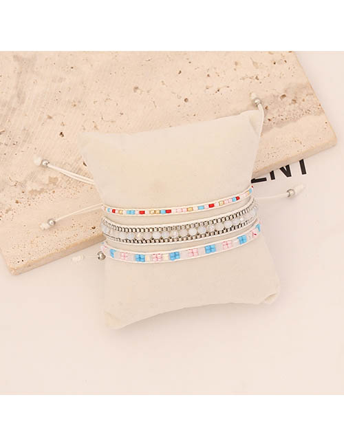 Fashion 2#white Geometric Beaded Beaded Braided Bracelet Set