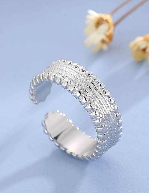 Fashion Silver Titanium Textured Open Ring