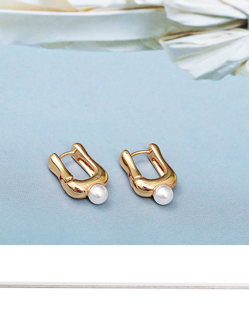Fashion Gold Gold-plated Brass Geometric Earrings With Pearls