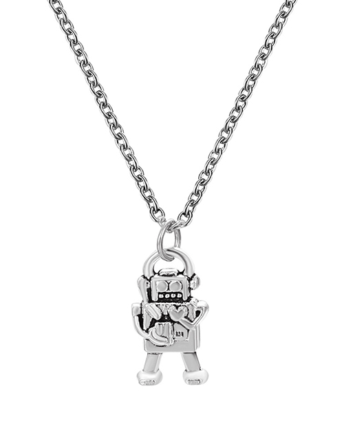 Fashion Silver Alloy Geometry Robot Necklace