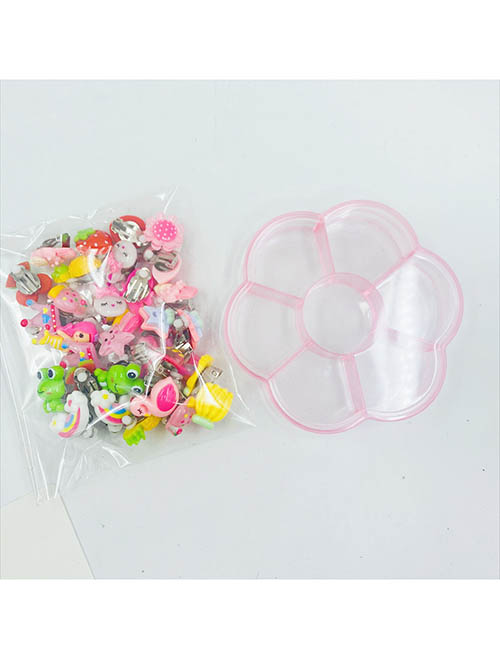 Fashion 16 Pairs Of Plum Blossom Boxes Resin Geometric Cartoon Stud Earrings Set