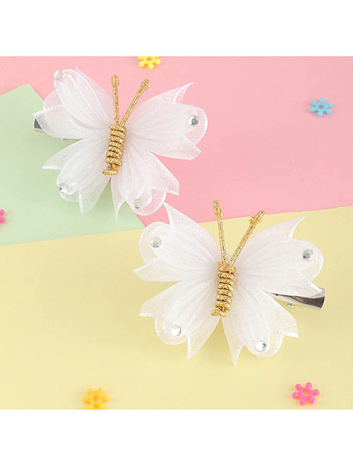 Fashion White Mesh Braided Butterfly Hair Clip
