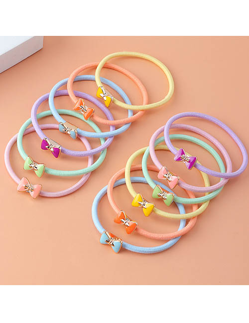 Fashion Color Geometric Small Bow Tie Hair Rope Set