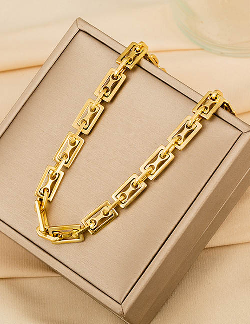 Fashion Gold Titanium Steel Geometric Chain Necklace