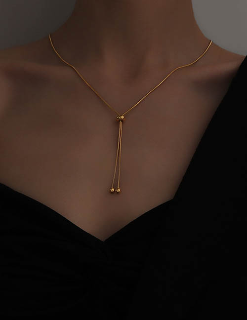 Fashion Gold Titanium Geometric Pull Necklace