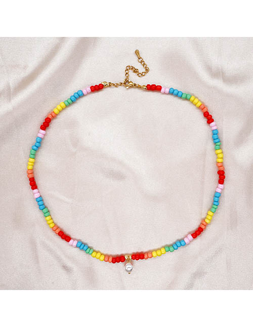 Fashion 3# Colorful Rice Beads Beaded Necklace