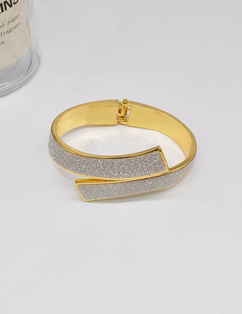 Fashion Gold Metal Flash Diamond Frosted Open Bracelet
