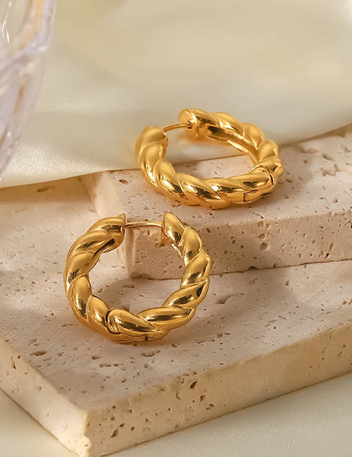Fashion Gold Titanium Twist Hoop Earrings