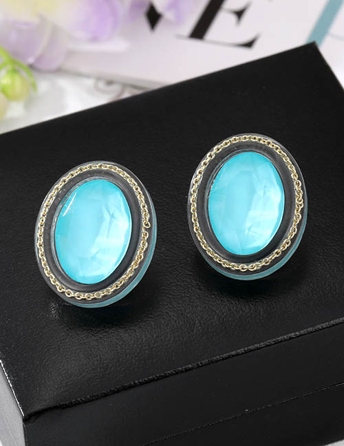 Fashion Blue Earrings Resin Transparent Round Stud Earrings