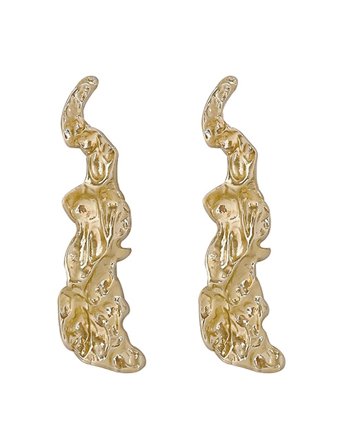 Fashion Gold Metal Irregular Wrinkle Stud Earrings
