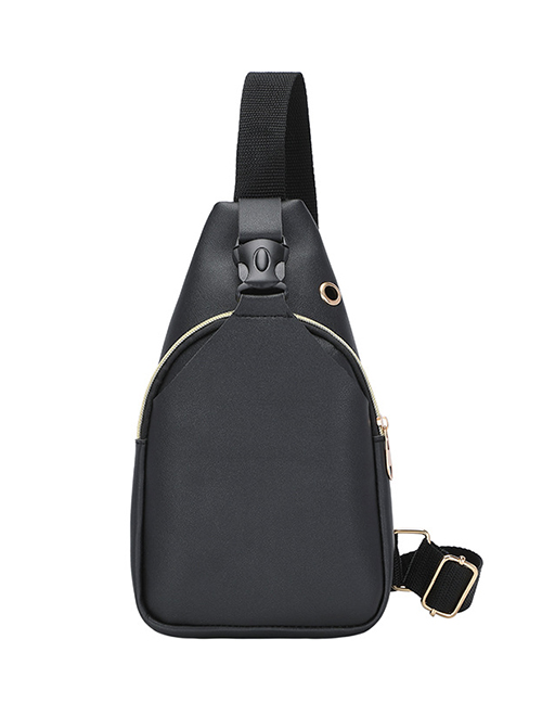 Fashion Black Pu Large Capacity Messenger Bag  Pu